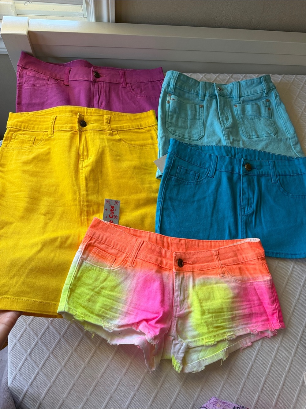 Women’s Neon Ombre Denim Shorts - Multi Color. All for $30, NWT & like new